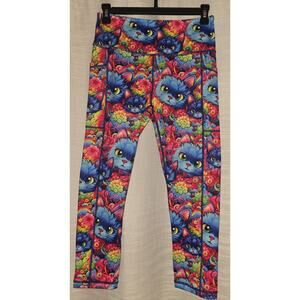 CVG Constantly Varied Gear Purrfection Capri Leggings Vibrant Cat Design Size S